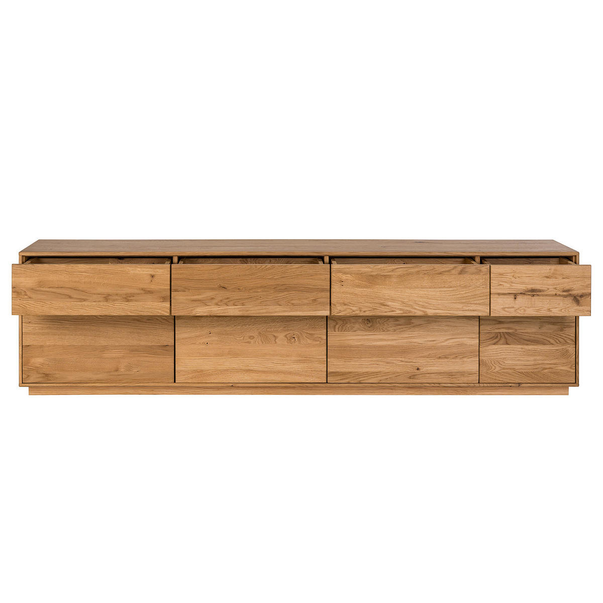 TV-LOWBOARD - Wildeiche massiv - Wildeiche, Holz (215/57/44cm) - home24