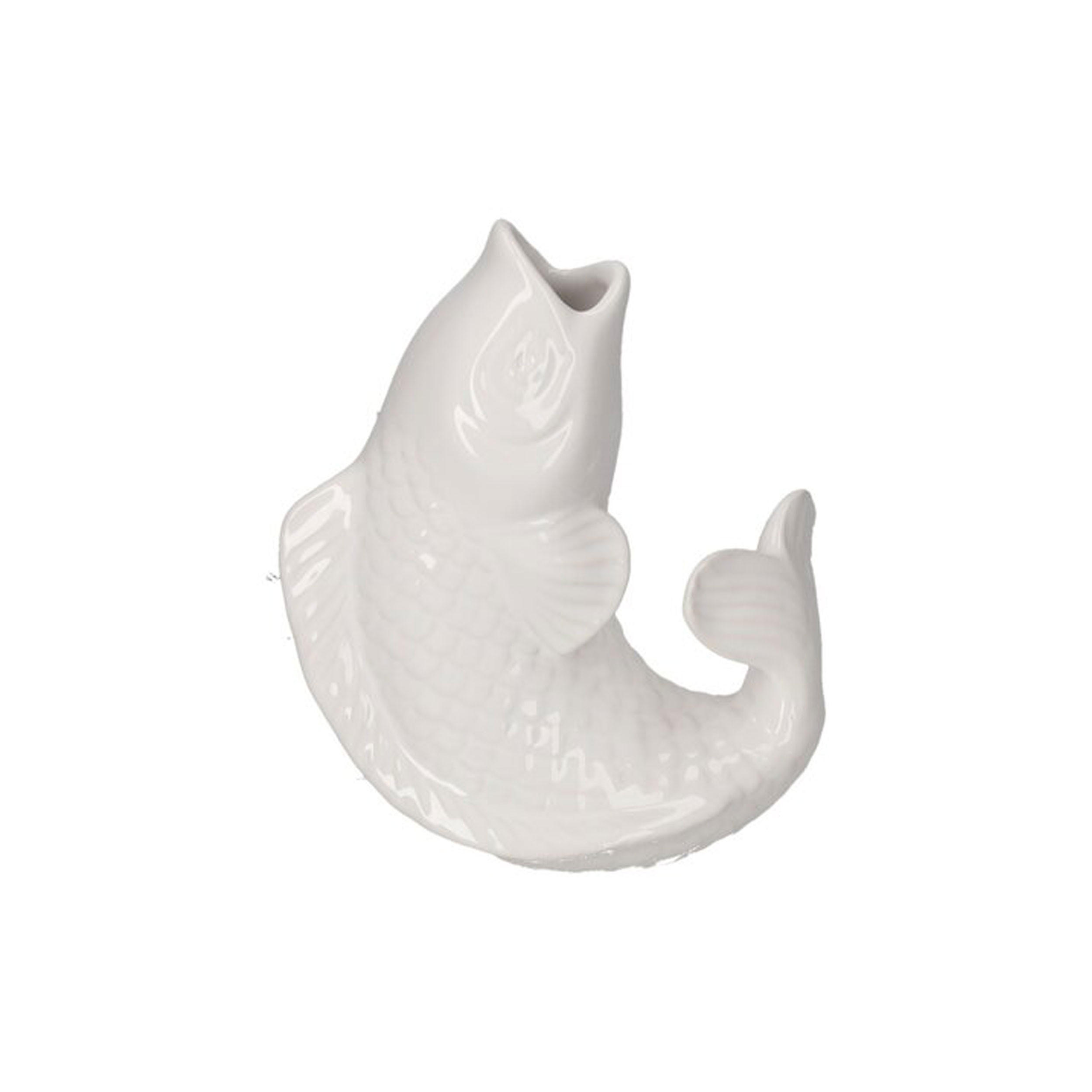 VASE Mamsell Koi XS, Fisch-Form, Steingut, Weiß, H 15.5 cm - Weiß, Keramik (15.5cm) - Gift Company