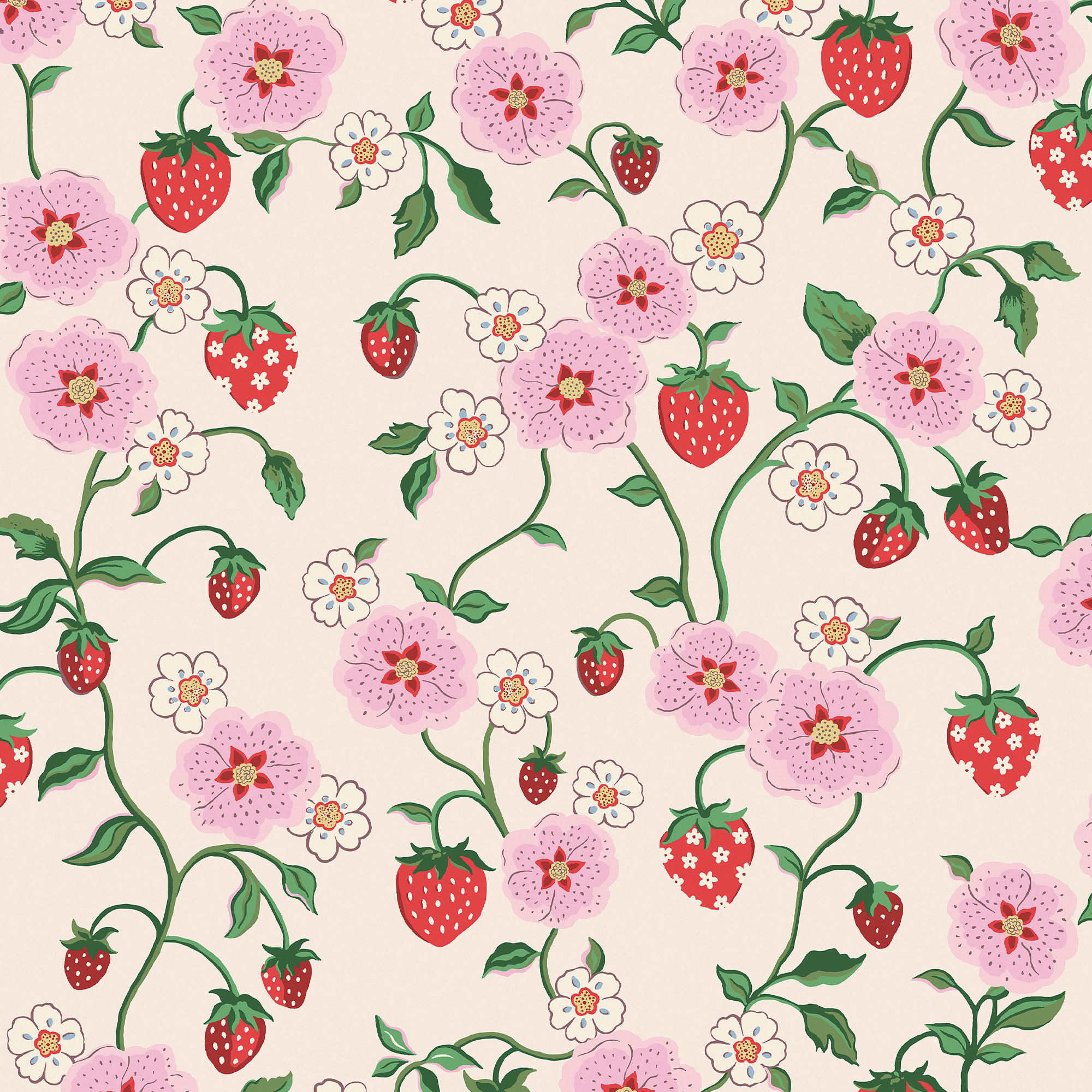 VLIESTAPETE Erdbeere - Pink, Papier/Kunststoff (52/1000cm)