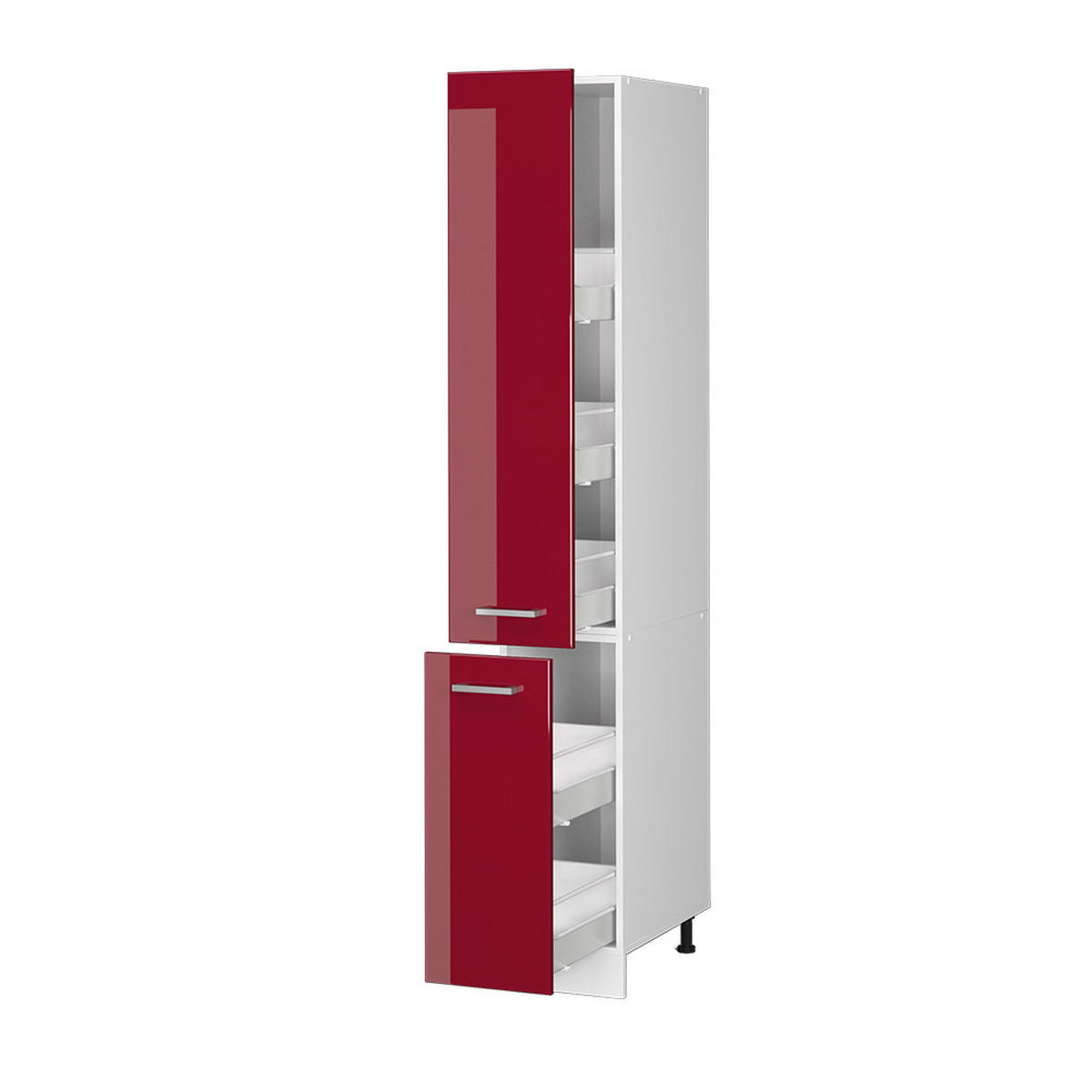 HOCHSCHRANK R-Line Bordeaux Hochglanz 30 cm mit Türen - Bordeaux/Weiß, Holzwerkstoff (30/207/57.2cm) - Vicco