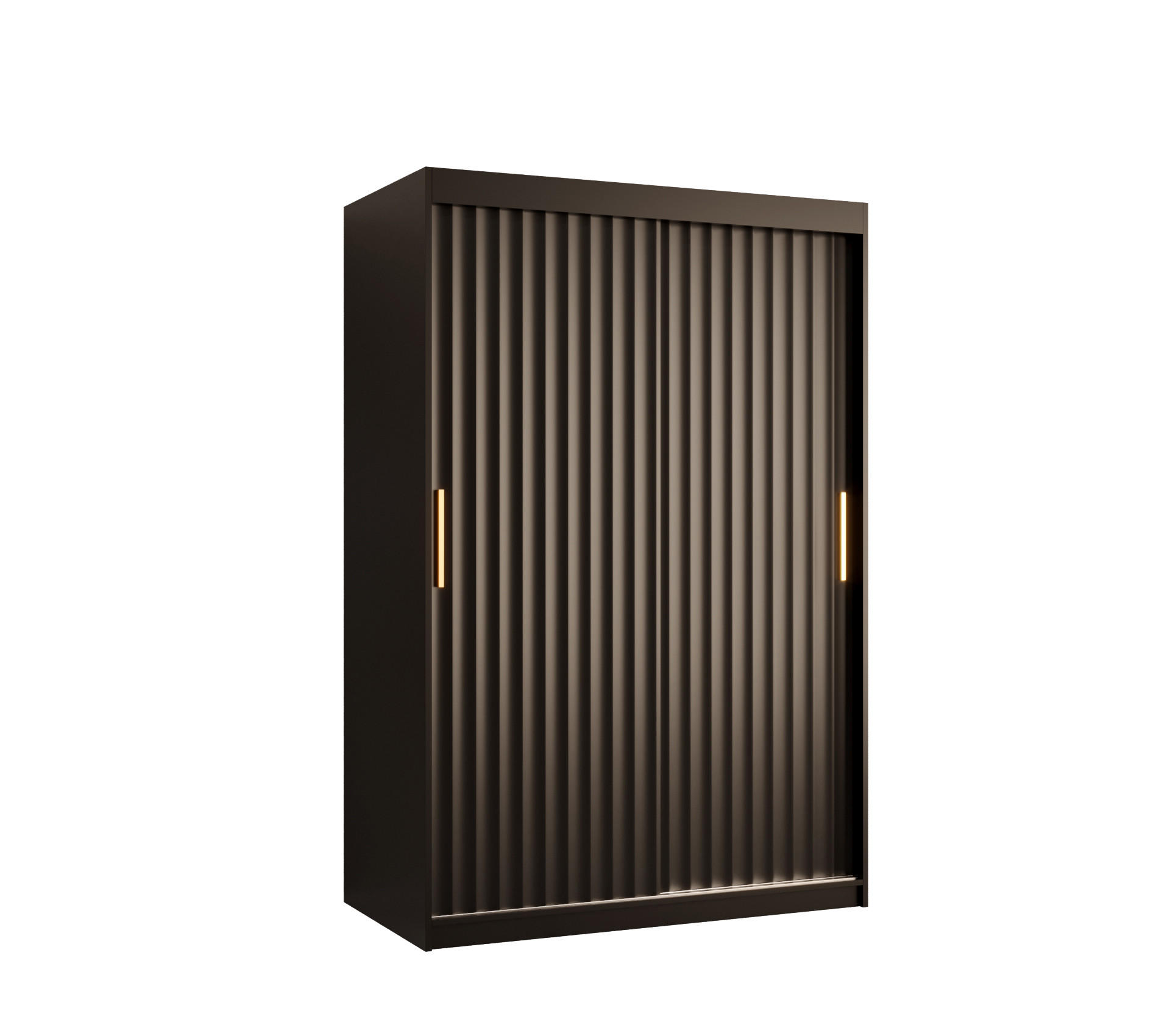 SCHWEBETÜRENSCHRANK 200/120/62 2-türig - Goldfarben/Schwarz, Holz/Kunststoff (120/200/62cm) - Abiks Möbel