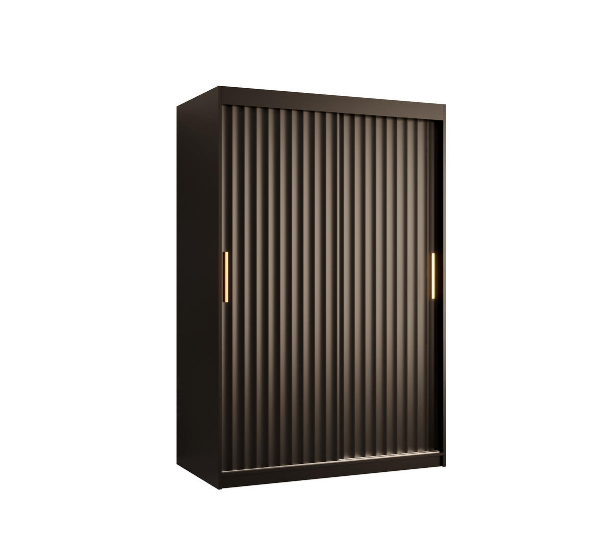 SCHWEBETÜRENSCHRANK 200/120/62 2-türig - Goldfarben/Schwarz, Holz/Kunststoff (120/200/62cm) - Abiks Möbel