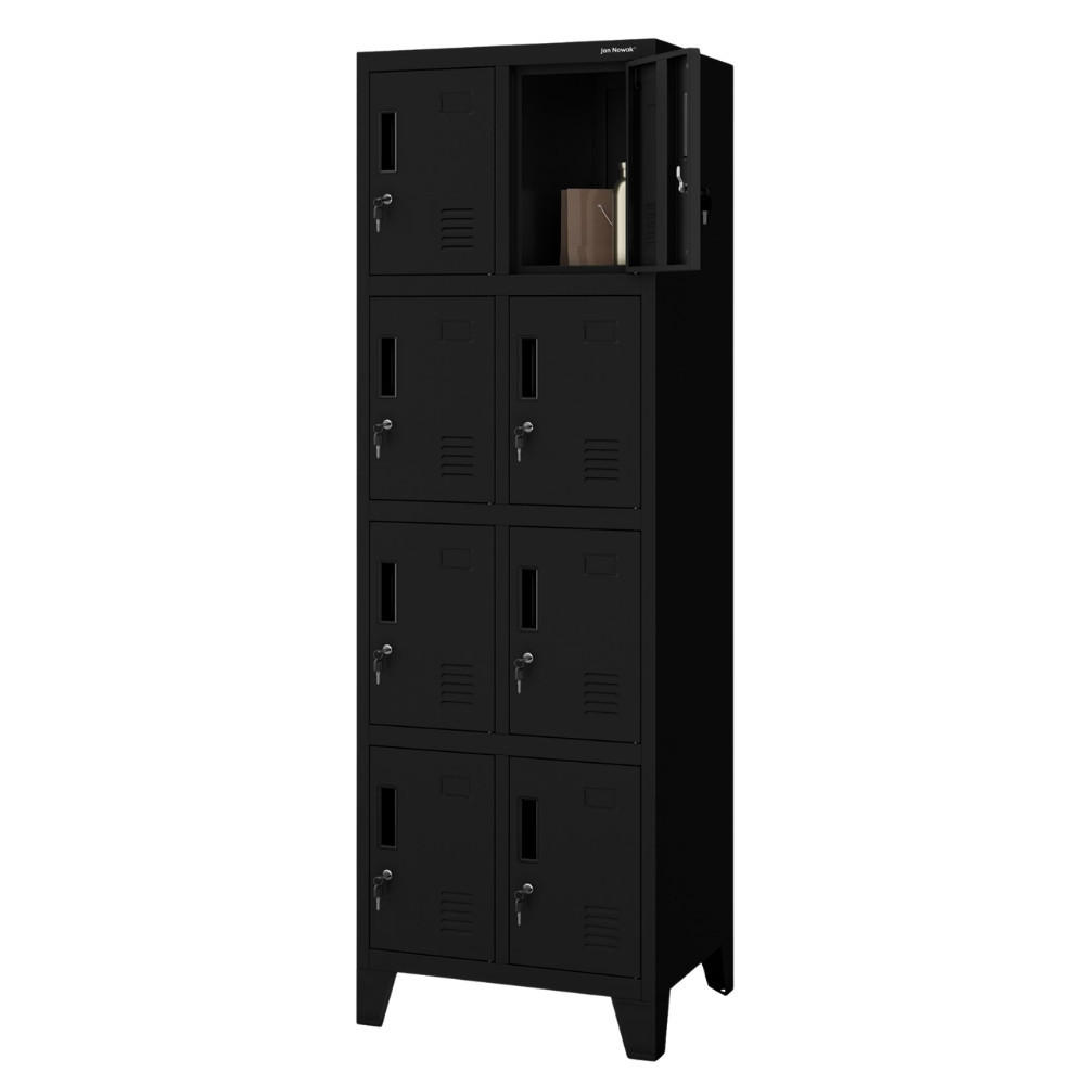 SCHLIESSFACHSCHRANK Spind ROBERT 8 Fächer 172x55,9x45cm Schwarz - Schwarz, Metall (55.9/172/45cm) - Jan Nowak