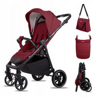 BUGGY Rolle, Klein und Leicht, Teleskopische Führung, Kompakt Faltbar, Wickeltasche, Reisetasche - Rot/Schwarz, Textil/Metall (58/99cm) - BabyLux