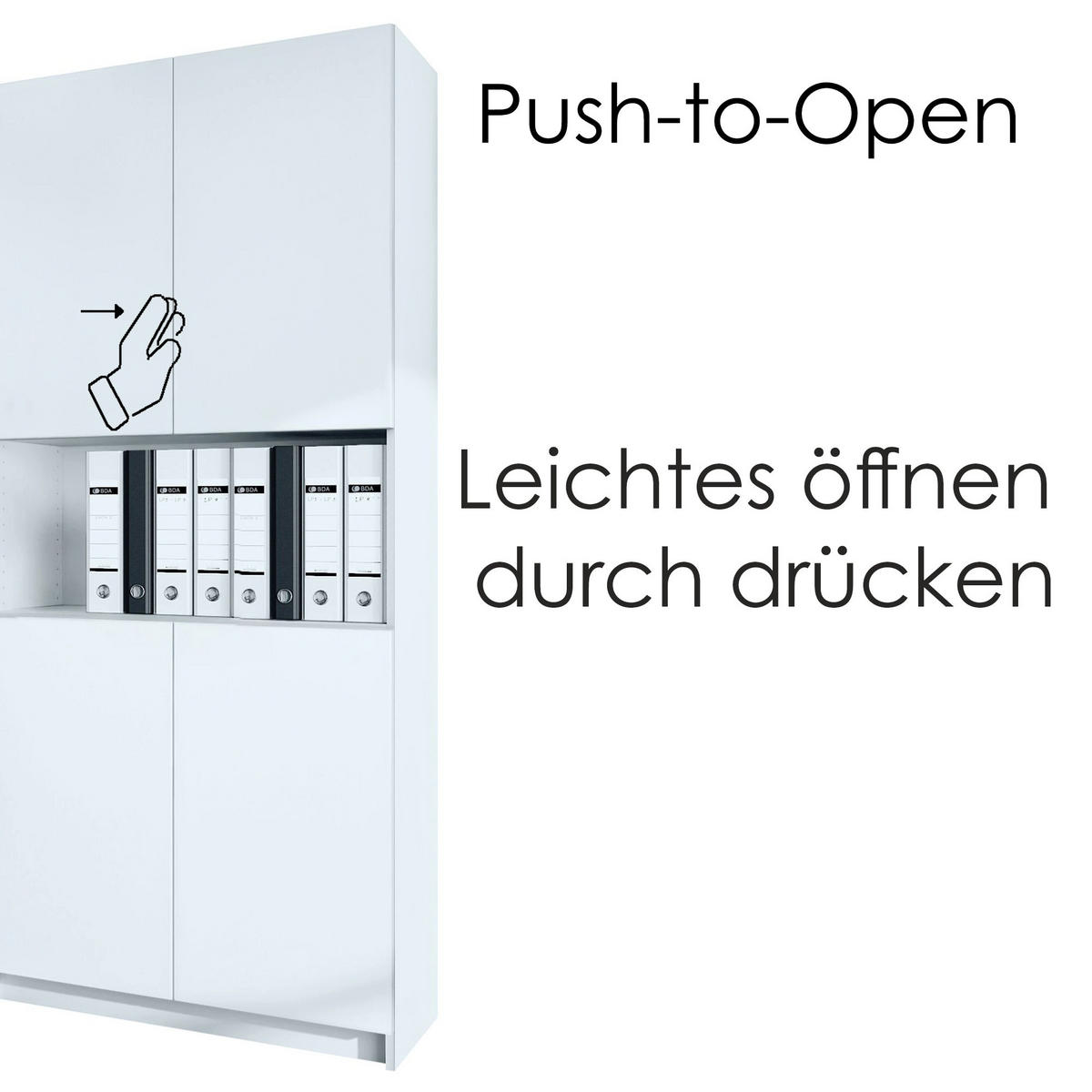AKTENSCHRANK Elona M2, Büroschrank mit Soft-Close & Push-to-Open, Weiß/ Anthrazit matt (82 x 184 x 37 cm) - Anthrazit, Holzwerkstoff (82/184/37cm) - InnoFurn