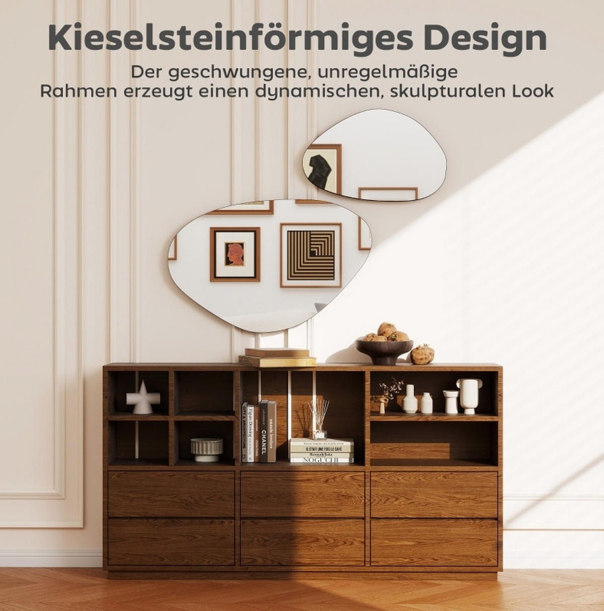 WANDSPIEGEL 2er-Set 70/2,5/46 cm schwarz aus Metall und Glas mit Haken - Schwarz, Holz (46/2.5/70cm) - OKWISH