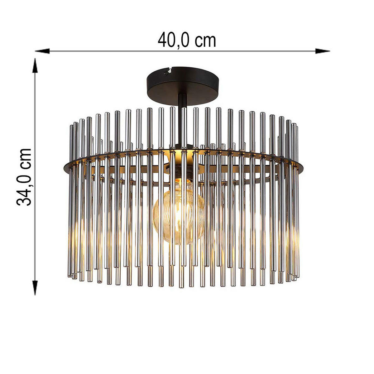 LED DECKENLEUCHTE GORLEY Rauchglas Grau - Grau, Glas (40/22/34cm) - Globo Lighting
