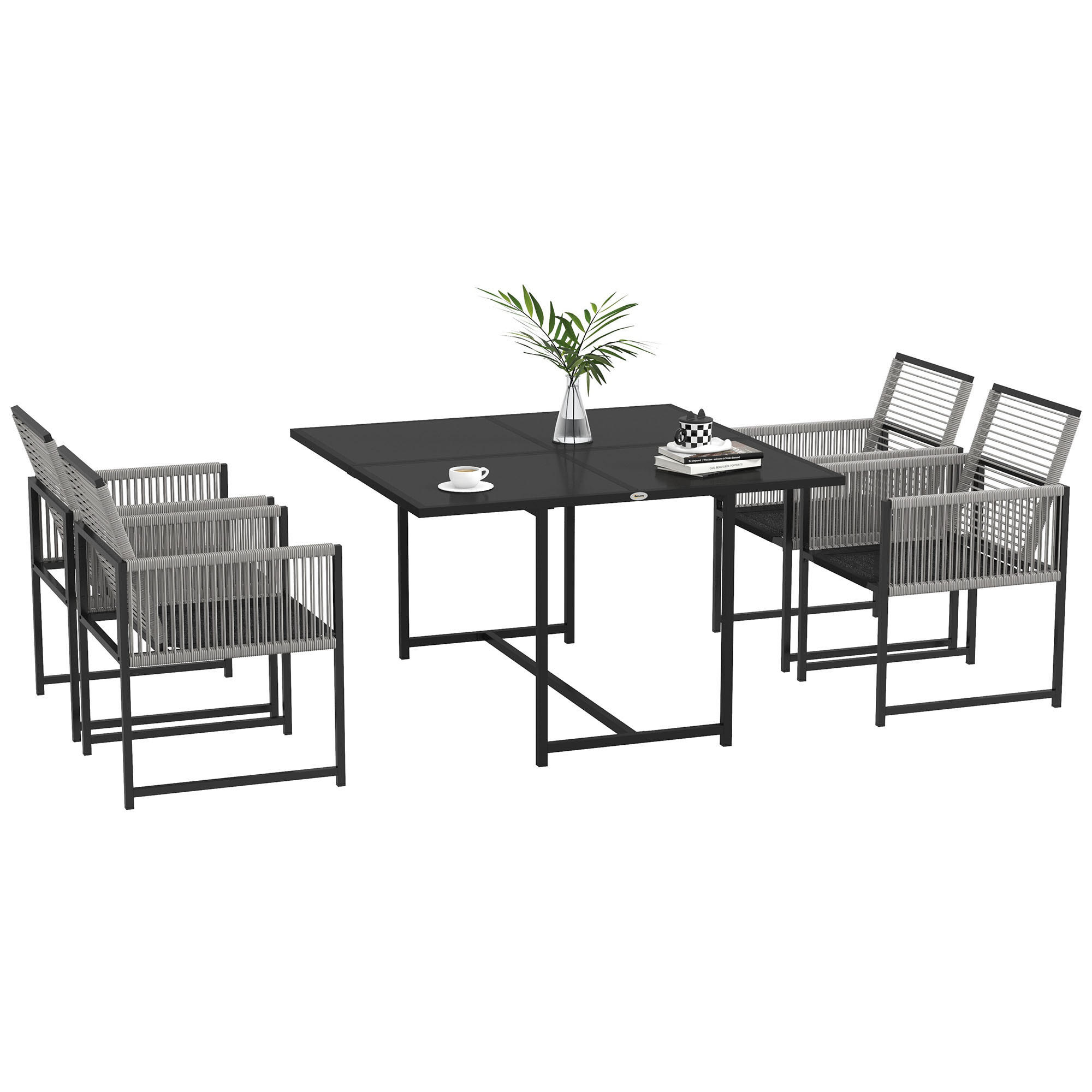 SITZGRUPPE, Schwarz, Stahl - Schwarz, Metall - Outsunny