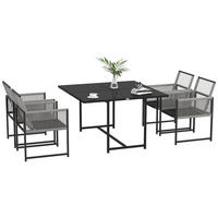 SITZGRUPPE, Schwarz, Stahl - Schwarz, Metall - Outsunny