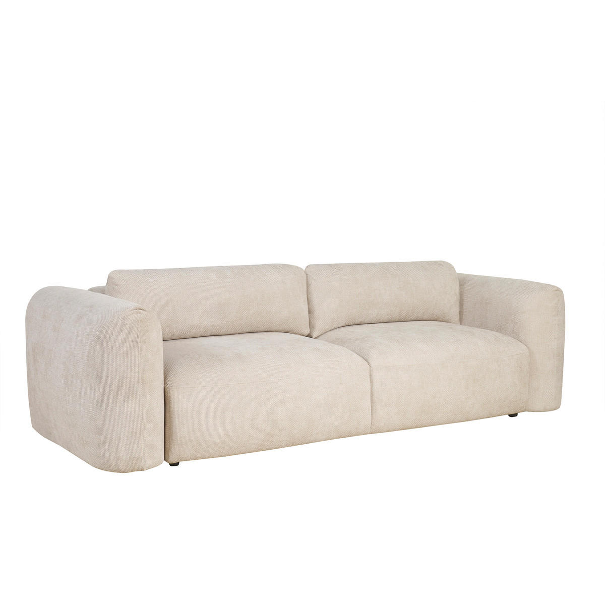 SCHLAFSOFA Beiger Chenille-Veloursstoff 4-Sitzer CRUSH - Beige, Kunststoff (115/80/270cm) - Miliboo