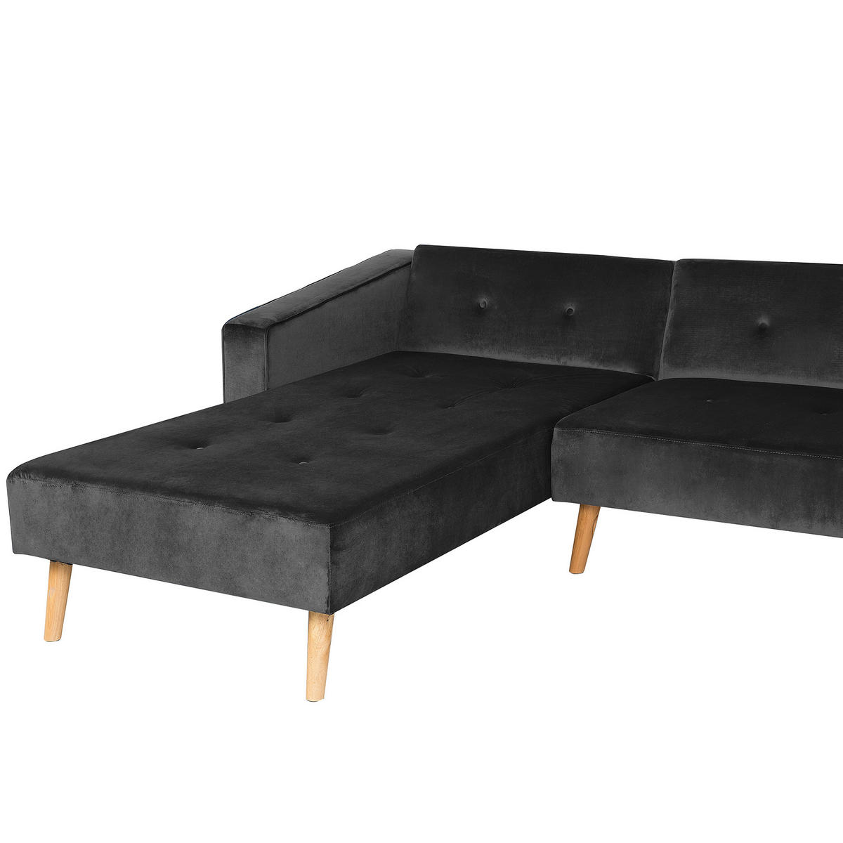 ECKSOFA Samtstoff Schwarz Vadso - Schwarz, Textil (303/98cm) - Beliani
