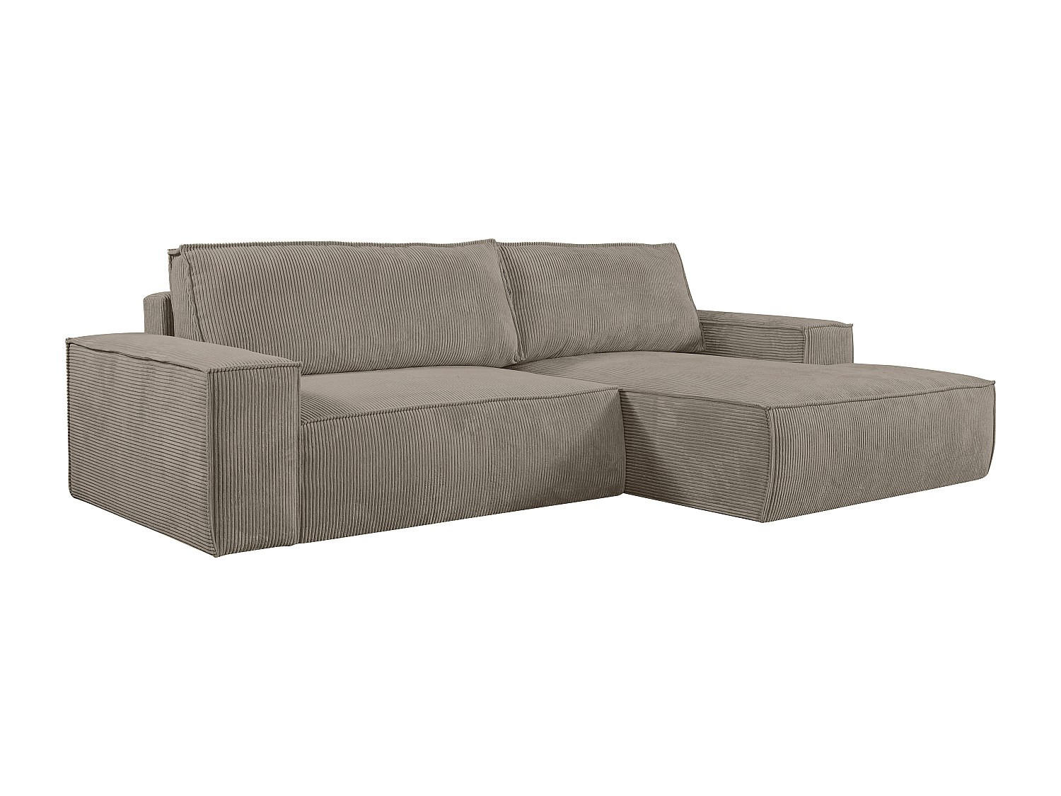 ECKSOFA mit Schlaffunktion - Ecke rechts - Cord - Taupe - AMELIA - Taupe, Textil (267/167cm) - Vente-Unique