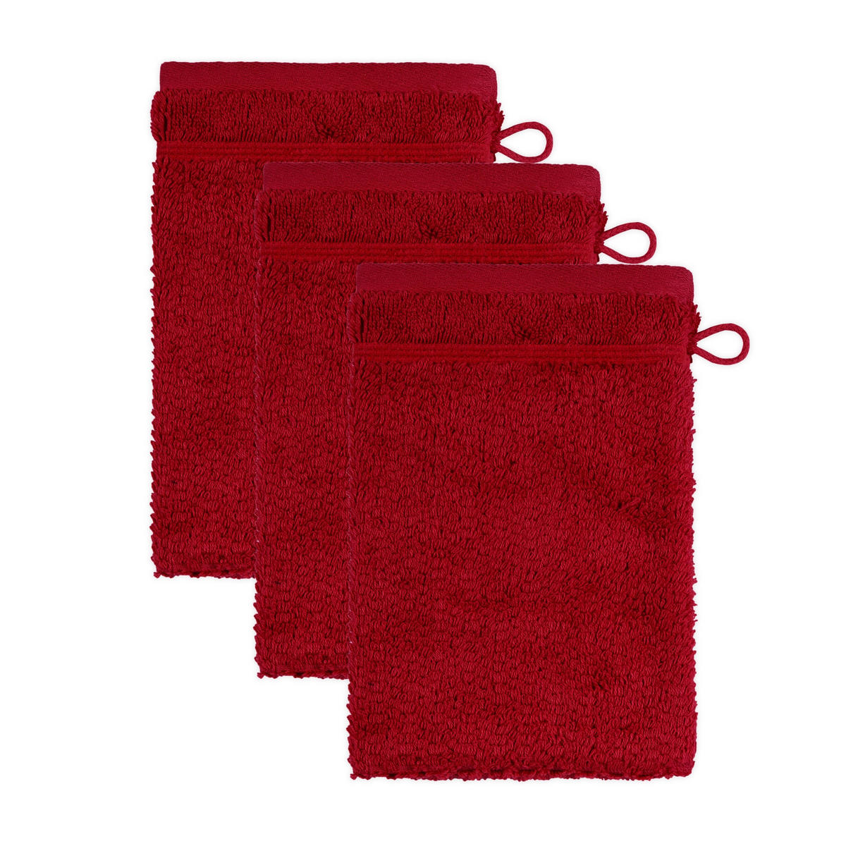 WASCHHANDSCHUH PEARL 3ER PACK - Rot, Textil (15/20cm) - Möve for Frottana