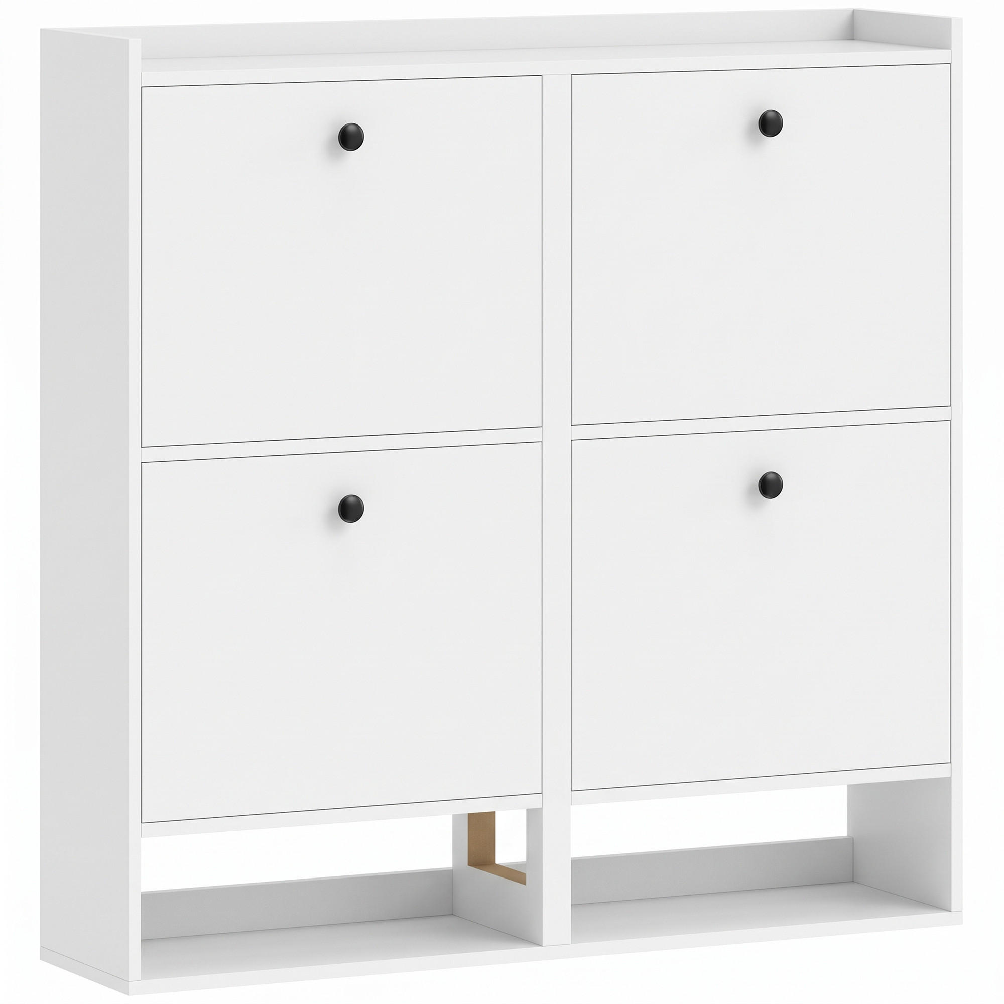 SCHUHSCHRANK MDF Weiß - Zinkfarben/Weiß, Holzwerkstoff/Kunststoff (24/100/100cm) - HOMCOM