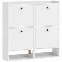SCHUHSCHRANK MDF Weiß - Zinkfarben/Weiß, Holzwerkstoff/Kunststoff (24/100/100cm) - HOMCOM