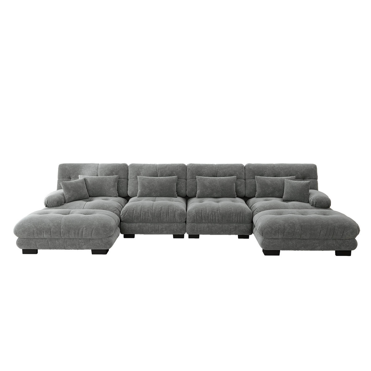 WOHNLANDSCHAFT DE-34065 U-förmig Grau - Grau, Holz (145/81/406cm) - ComfortXL