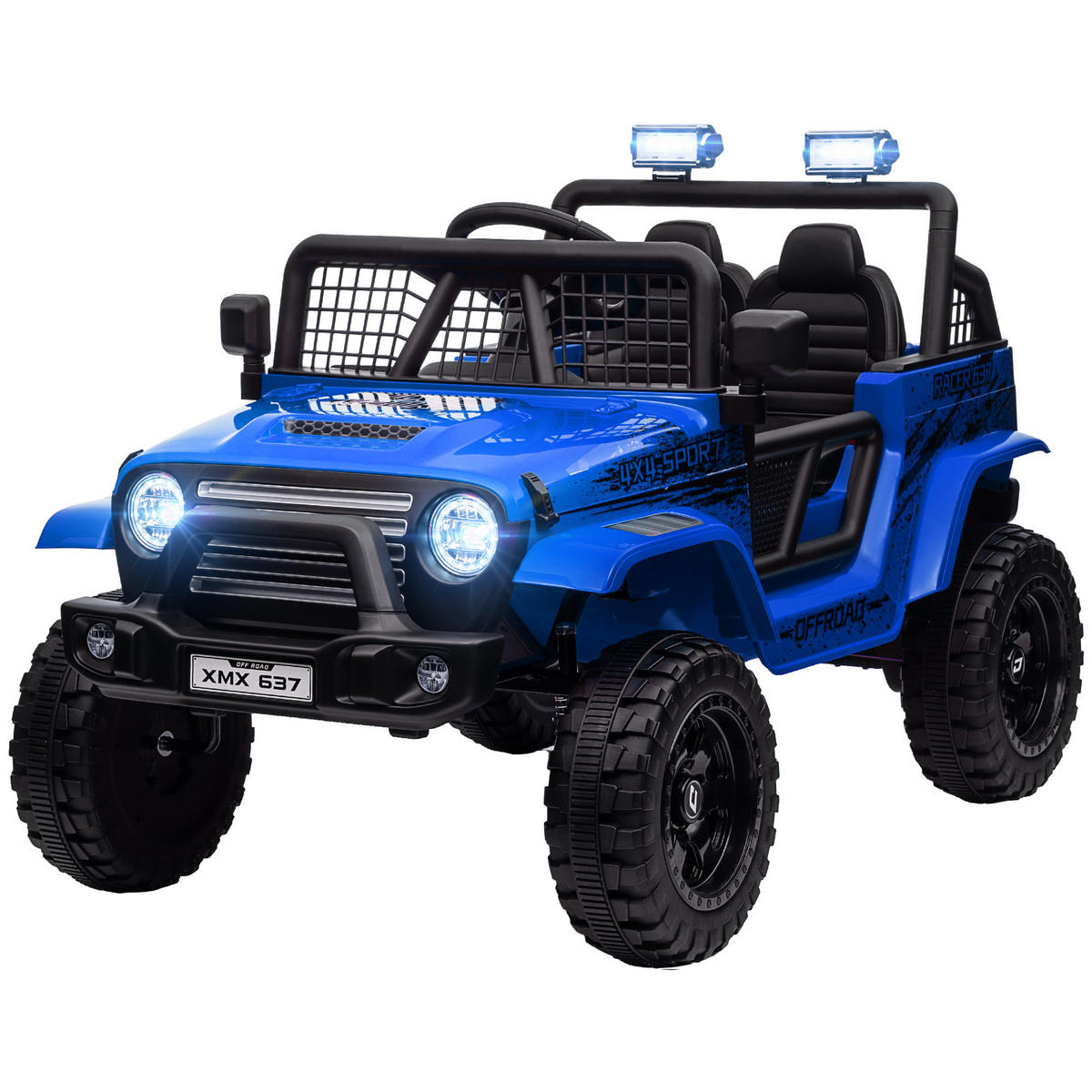 KINDER-ELEKTROAUTO DE-06201 mit sanfter Federung und Fernbedienung Blau - Blau, Kunststoff/Metall (109/67/68.5cm) - ComfortXL