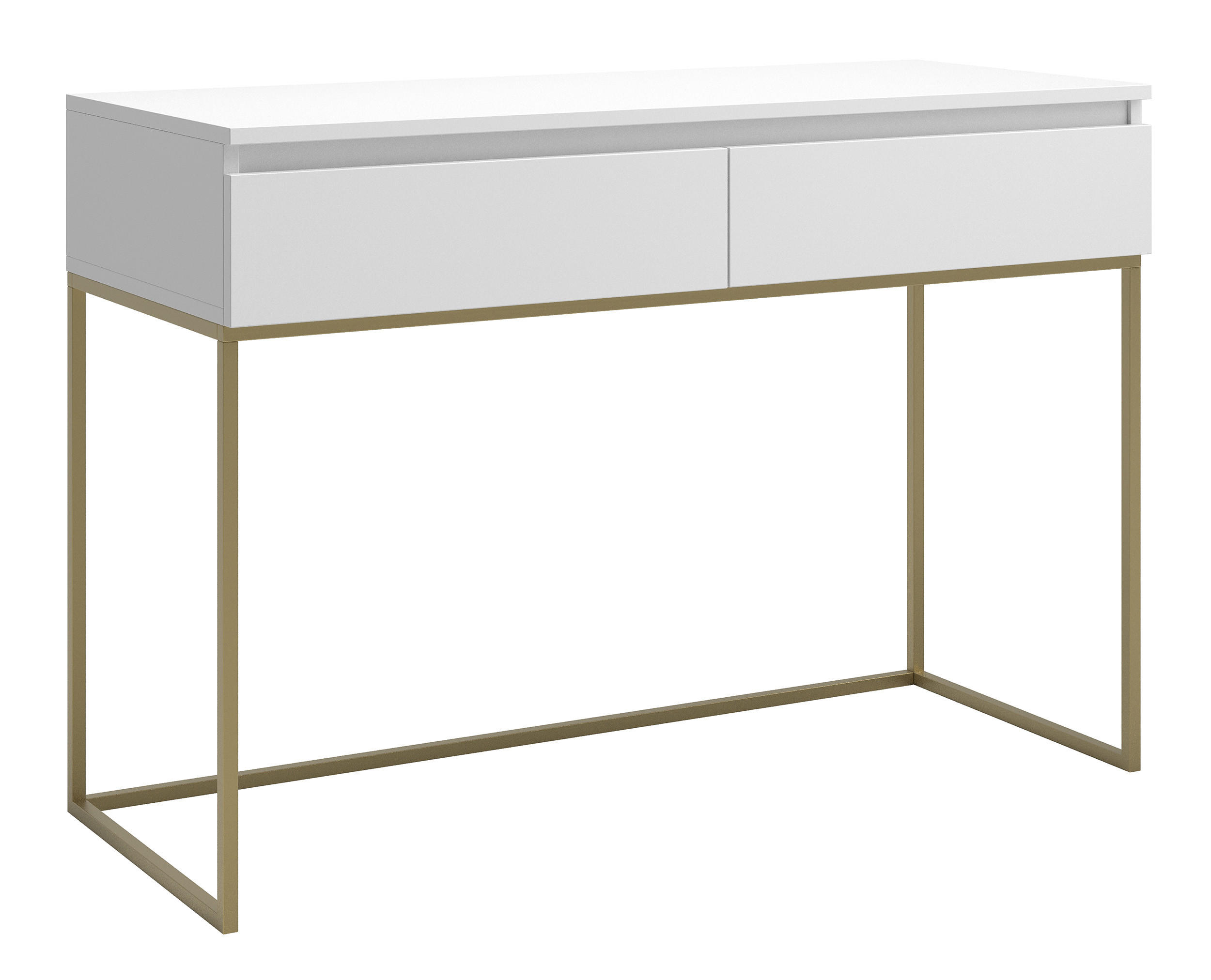 SCHMINKTISCH Bemmi Weiß mit goldenen Metallbeinen - Goldfarben/Weiß, Holzwerkstoff/Metall (120/80/50cm) - Selsey