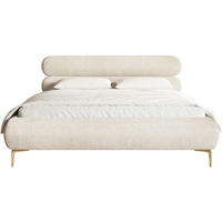 POLSTERBETT Roule Cord Hellbeige 140x200 cm - Ecru/Goldfarben, Textil/Metall (140/200cm) - Selsey