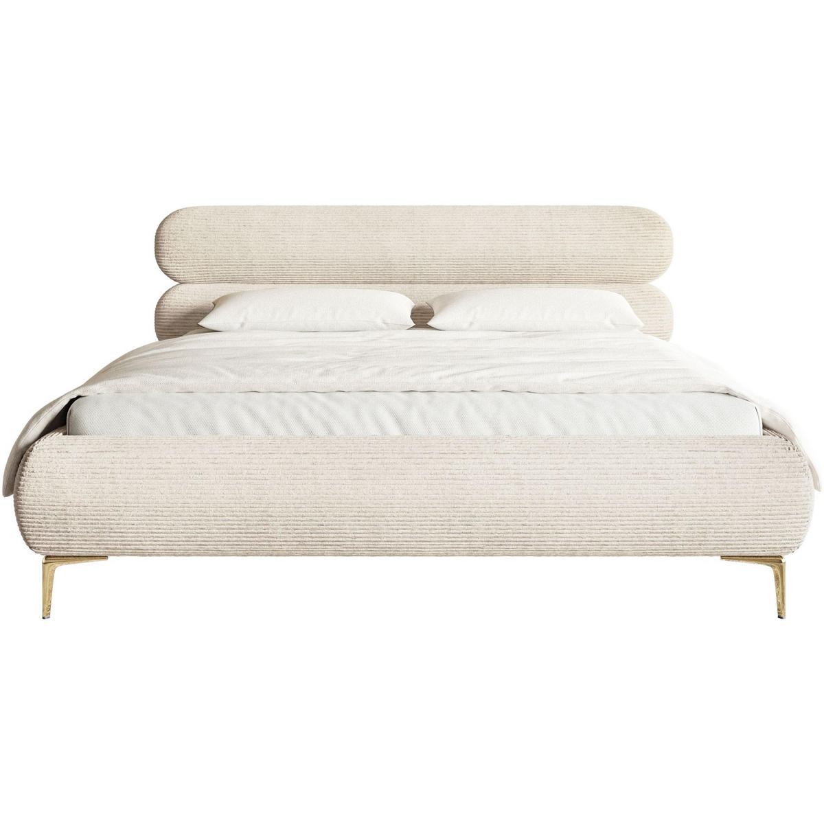 POLSTERBETT Roule Cord Hellbeige 140x200 cm - Ecru/Goldfarben, Textil/Metall (140/200cm) - Selsey