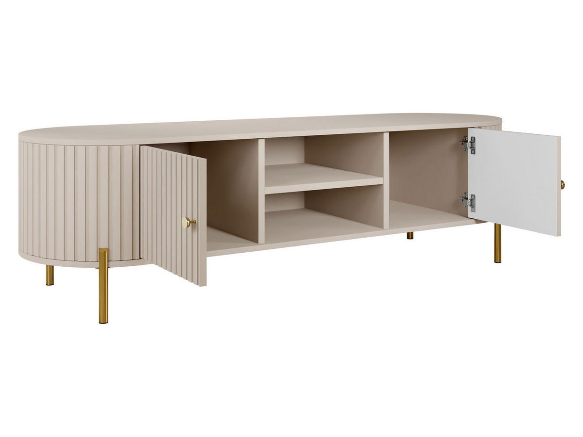 TV-LOWBOARD Sepiroz 180 2D - Sandfarben/Goldfarben, Holzwerkstoff/Metall (175/54/43cm) - MIRJAN24