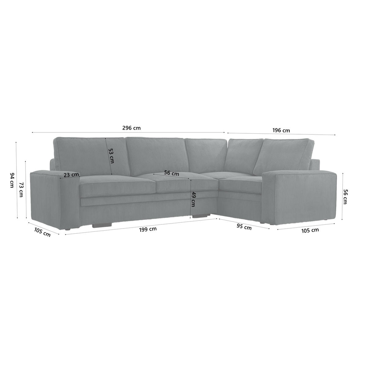 ROHOVÁ SOFAS FJORDI s funkcí spaní, Tmavě šedá - tmavě šedá, textil (296/196cm) - Fedve
