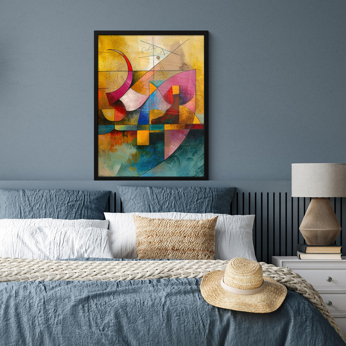 GERAHMTES BILD Kunst - Abstrakt - Modern 60x80 cm - Gelb, Papier (60/80cm) - MuchoWow
