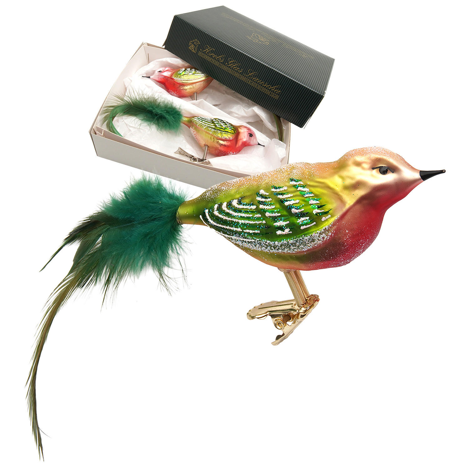 CHRISTBAUMSCHMUCK Vogel Weihnachtsfink Mehrfarbig 10cm (Glas / 2 Stk.) - Multicolor, Glas (4/4/10cm)
