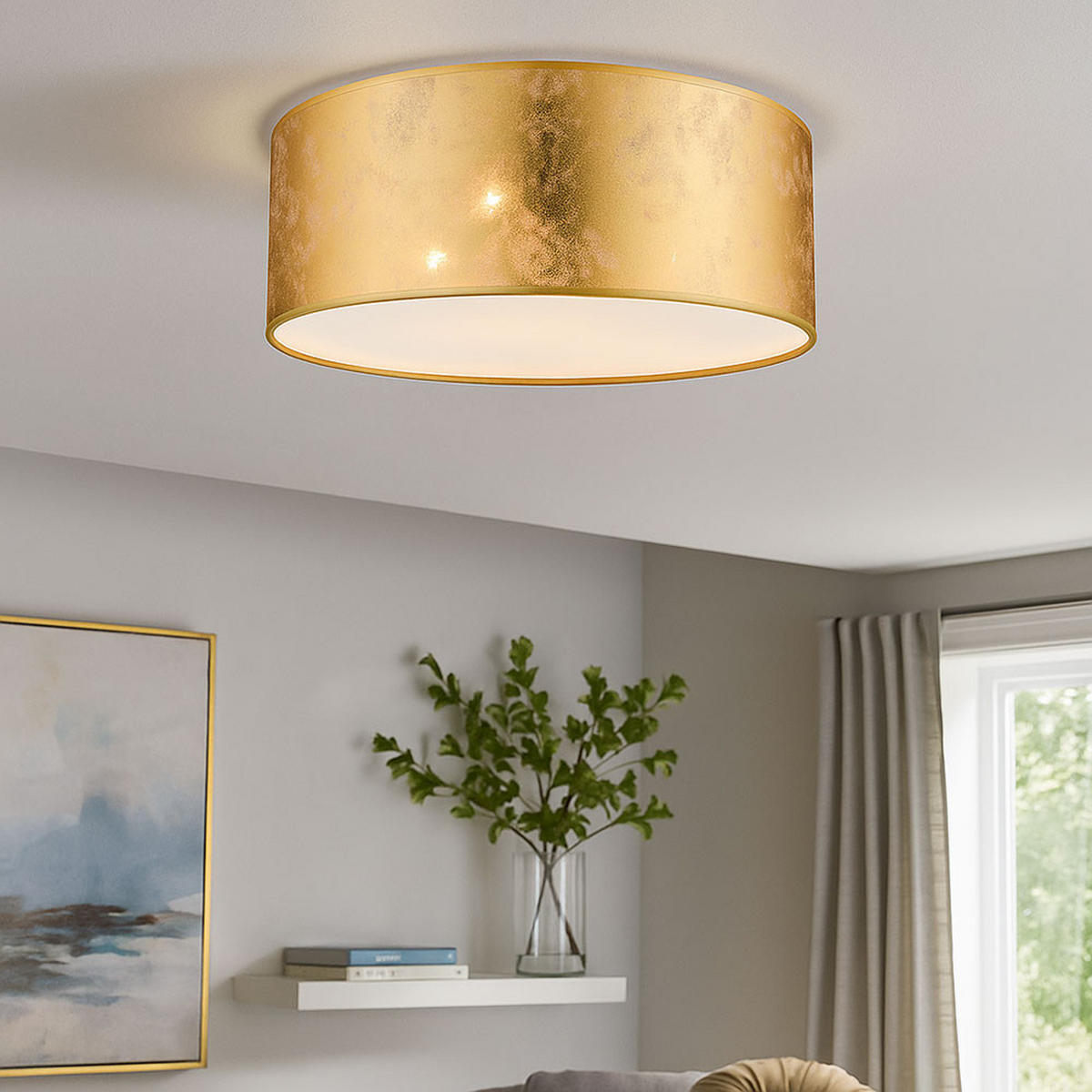 LED DECKENLEUCHTE Metall Gold - Goldfarben, Metall (40/40/17.5cm) - Globo Lighting