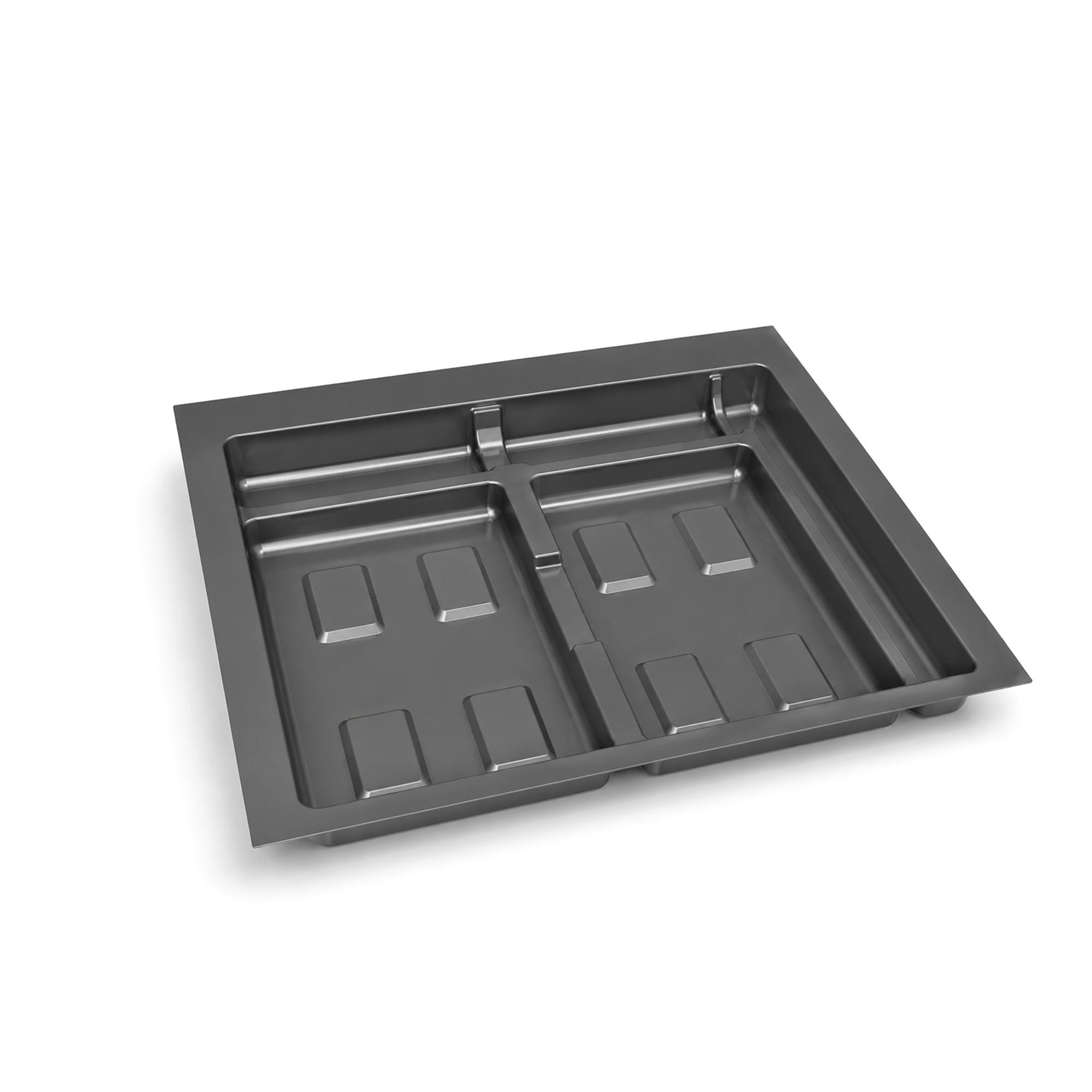 BASIS für Recyclingbehälter für Küchenschublade, 2 Fächer, Modul 600mm, Kunststoff anthrazitgrau - Anthrazit, Kunststoff (53.6/3/48.2cm) - EMUCA