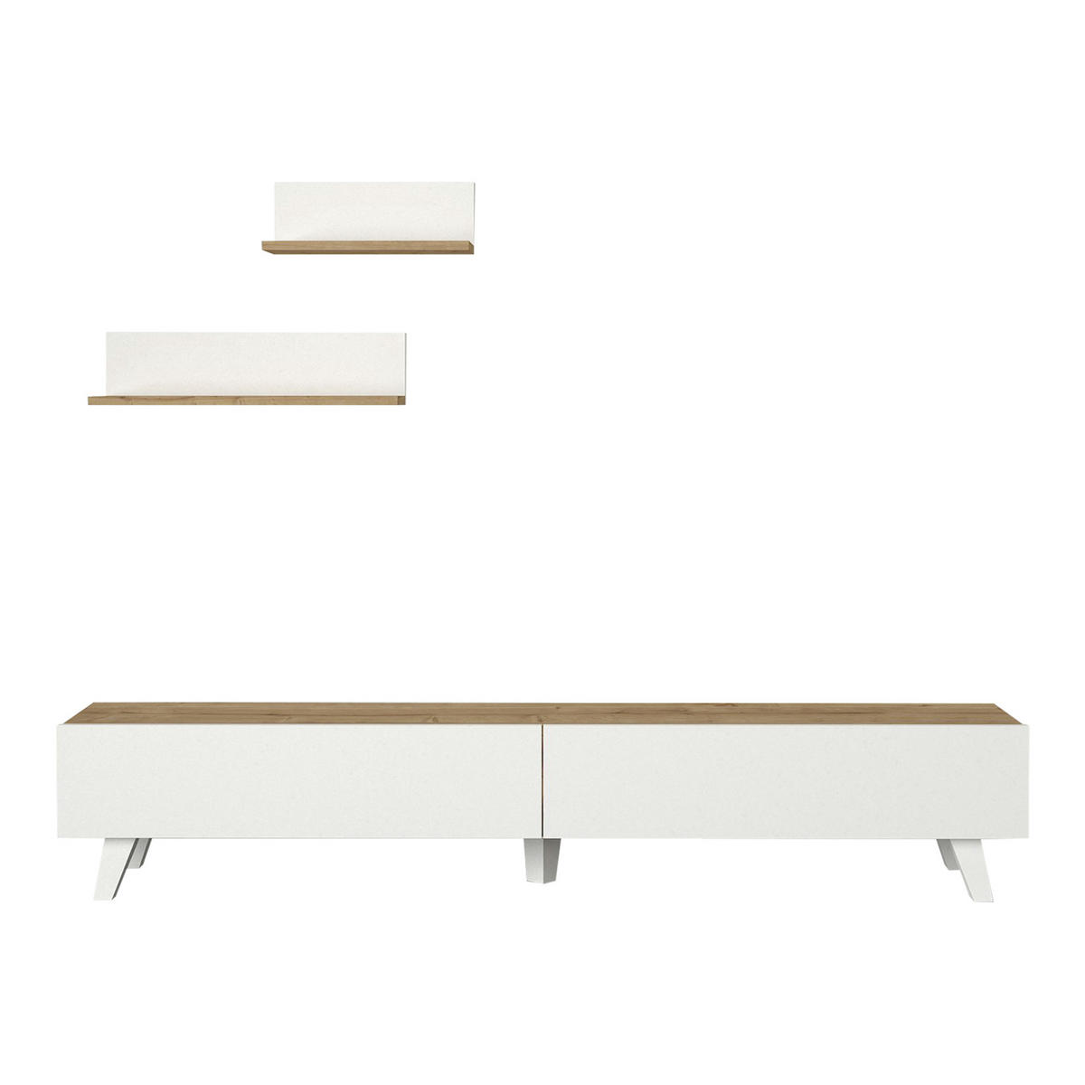LOWBOARD Saarijärvi mit 2 Wandregalen - Weiß, Holzwerkstoff (180/33/31cm) - [en.casa]