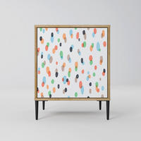 SIDEBOARD ENERGETIC SPOTS, Eichefarben, 57,5x42x72,5 cm, Schwarze Metallfüße - Eichefarben/Multicolor, Holzwerkstoff/Metall (57.5/72.5/42cm) - SpaceRebels