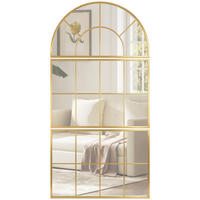 WANDSPIEGEL DE-14325 3-teilig, Fenster-Design Gold - Goldfarben, Glas (76/150/2cm) - ComfortXL