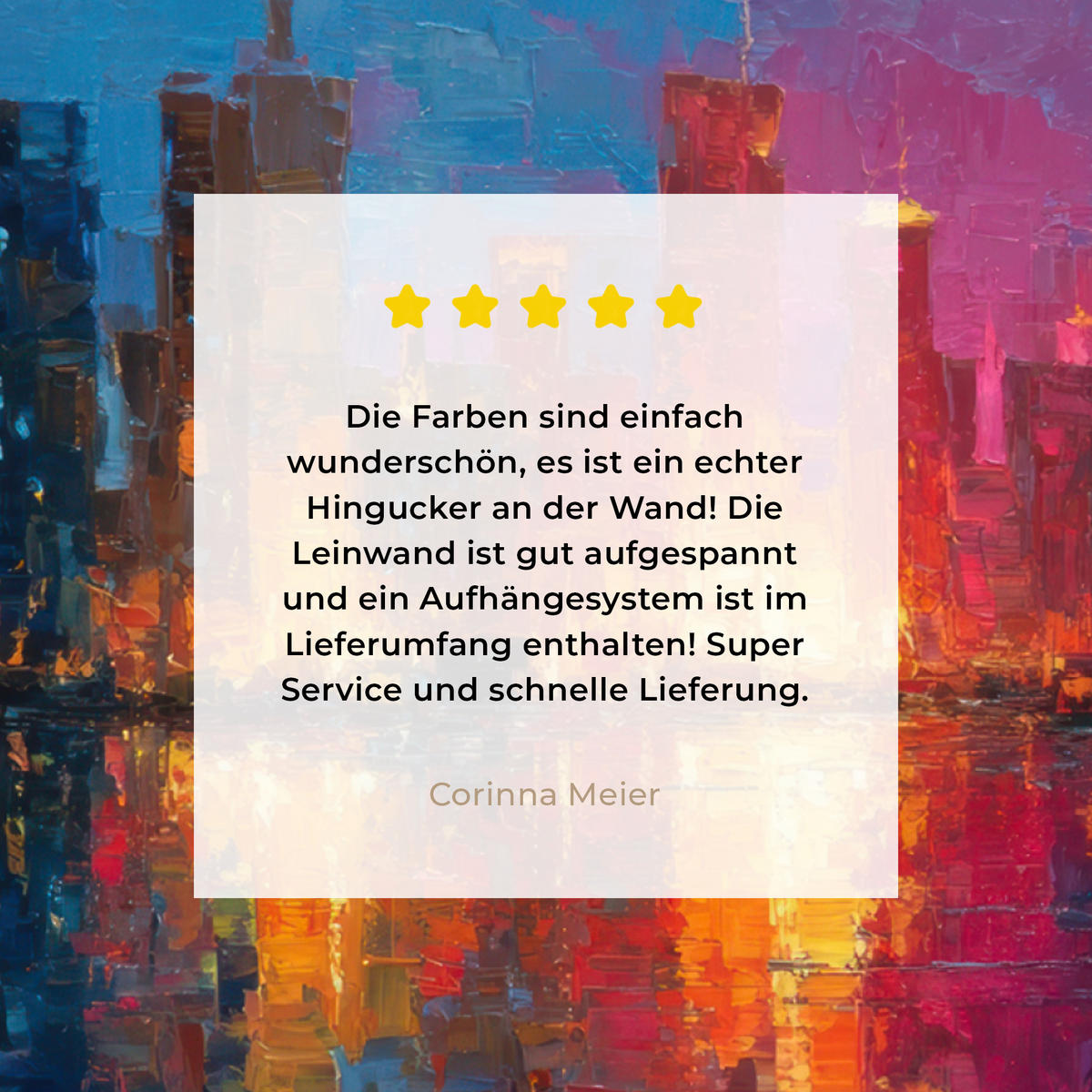 LEINWANDBILD Skyline - Pinselstriche - Dunkelblau - Leuchtend Wandbild Wohnzimmer 50x50 cm - Blau, Textil (50/50cm) - MuchoWow