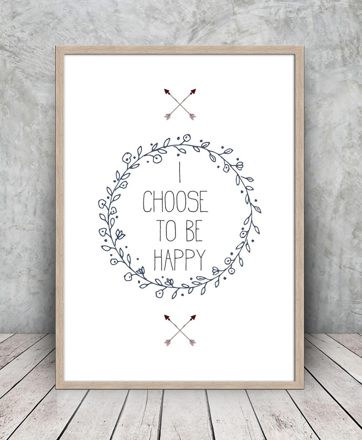 BILD mit Rahmen 51x71 cm Spruch: Englisch Glück - Beige, Holz (51/71cm) - artissimo