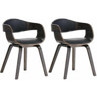 ARMLEHNENSTUHL 2er Set Lederlook Schwarz/Grau - Schwarz/Grau, Holz/Textil (49/73/46cm) - CLP