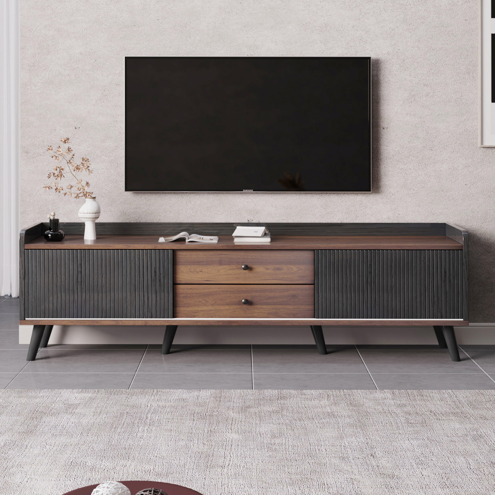 TV-LOWBOARD 160x40x58 cm schwarz Holz - Schwarz, Holzwerkstoff (160/58/40cm) - LEBENLANG