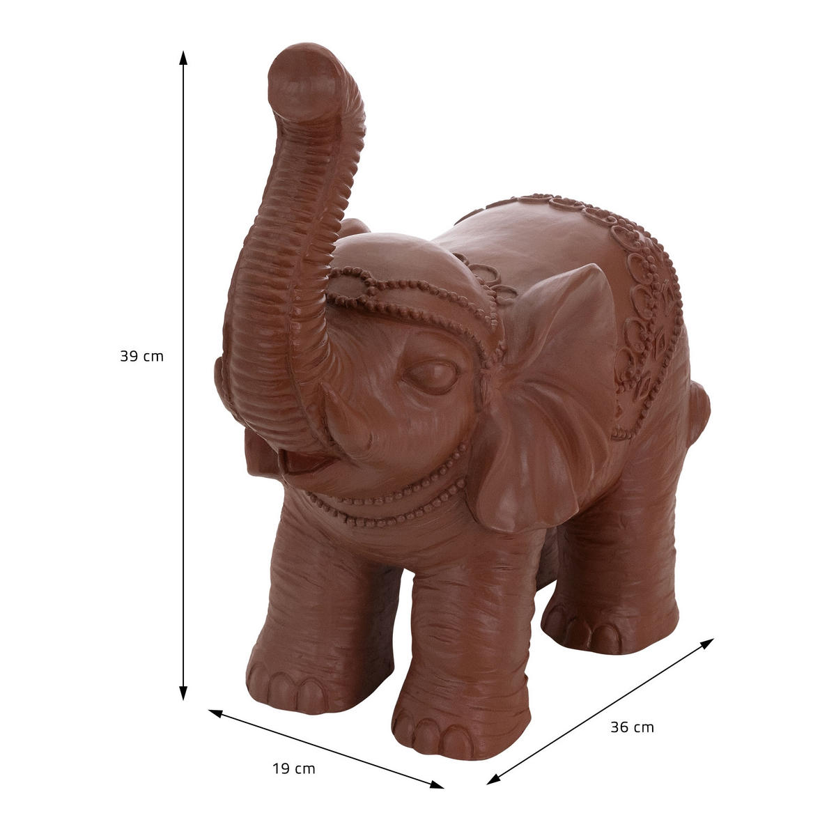 DEKO ELEFANT Figurka hnědá 36x19x39 cm z plastu - hnědá, keramika (19/39/36cm) - ML-DESIGN