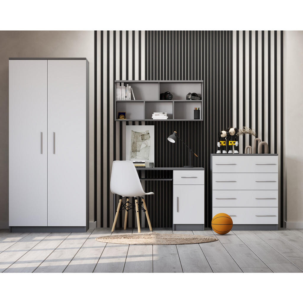 Thumbnail - Deine Möbel 24 Kinderkleiderschrank, Weiß, Grau, Holzwerkstoff, 120x192x50 cm, Kinder- & Jugendzimmer, Kindermöbel, Kind...