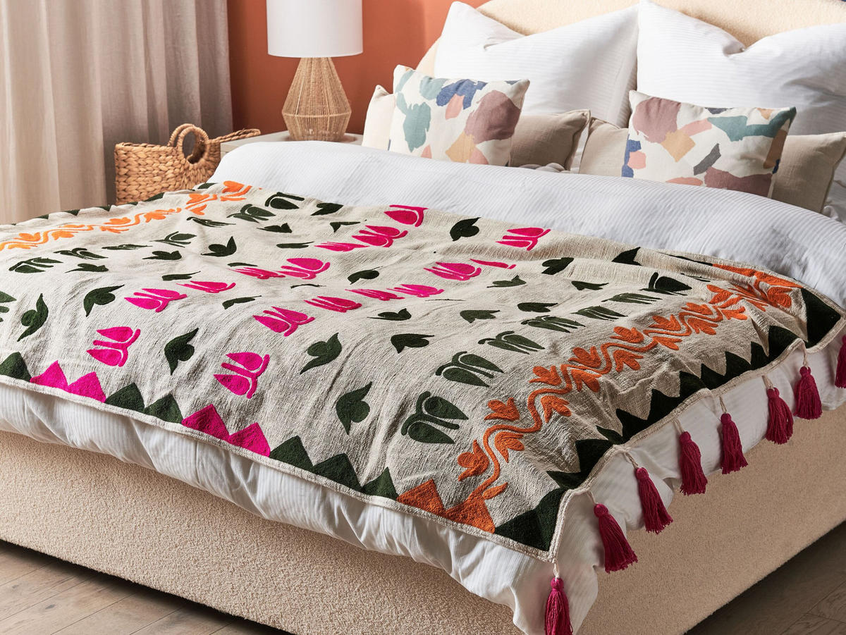 DECKE Bunt Anand 130/180 cm - Multicolor, Naturmaterialen/Textil (130/180cm) - Beliani