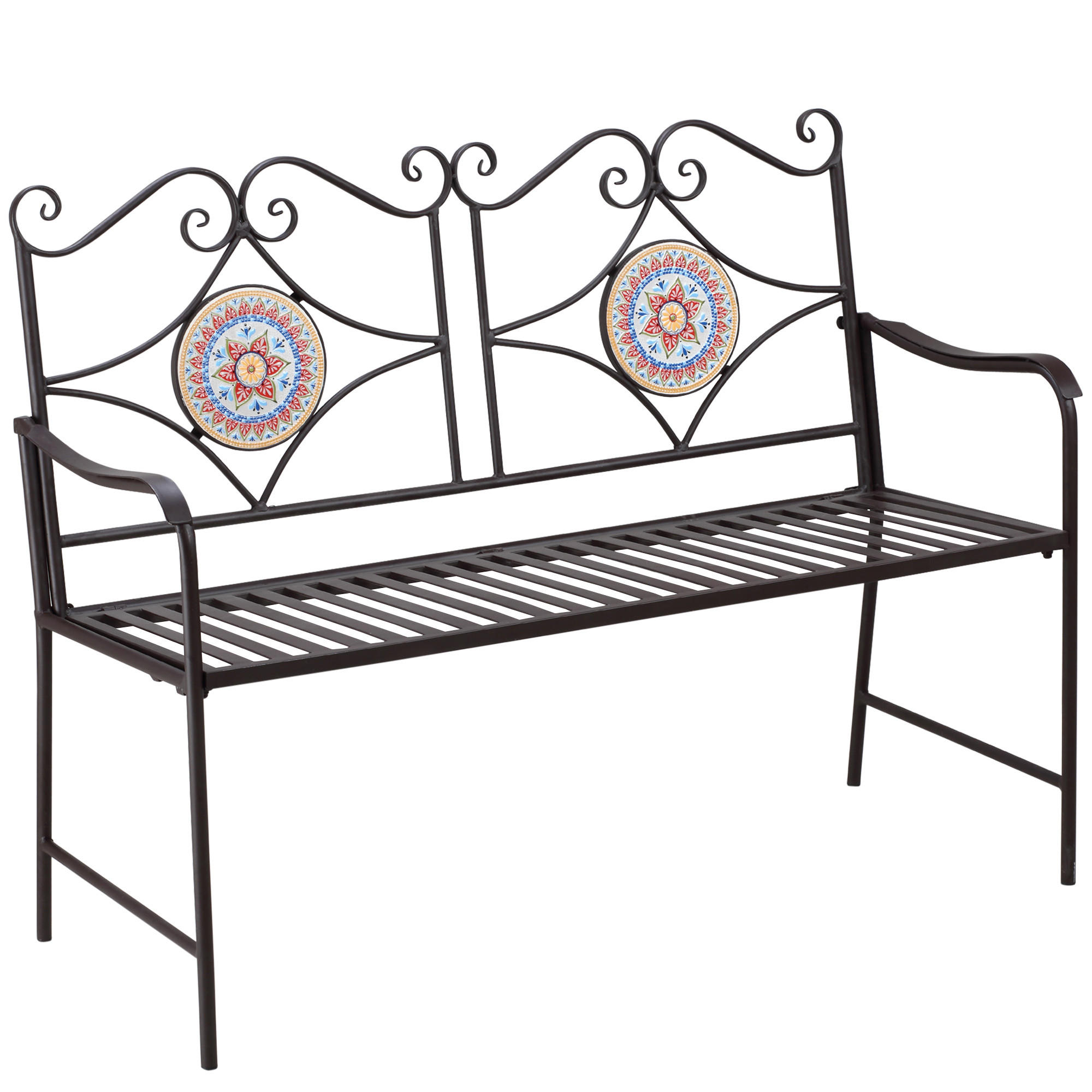 PARKBANK, mit Rückenlehne, 2-Sitzer, max. 220 kg, 121 x 52 x 93 cm, Stein, Braun - Braun, Stein (121/93/52cm) - Outsunny