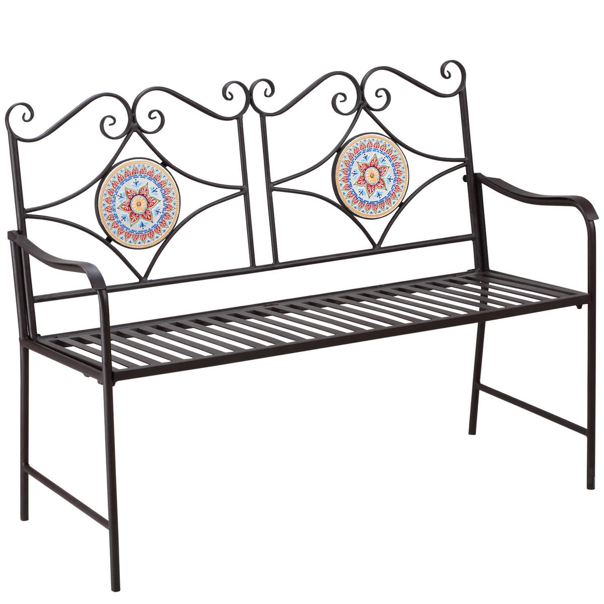 PARKBANK, mit Rückenlehne, 2-Sitzer, max. 220 kg, 121 x 52 x 93 cm, Stein, Braun - Braun, Stein (121/93/52cm) - Outsunny