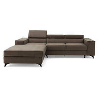 ECKSOFA PURE S Links mit Schlaffunktion 127x215 Velours Beige - Beige/Schwarz, Holz/Textil (281/204cm) - Muffo