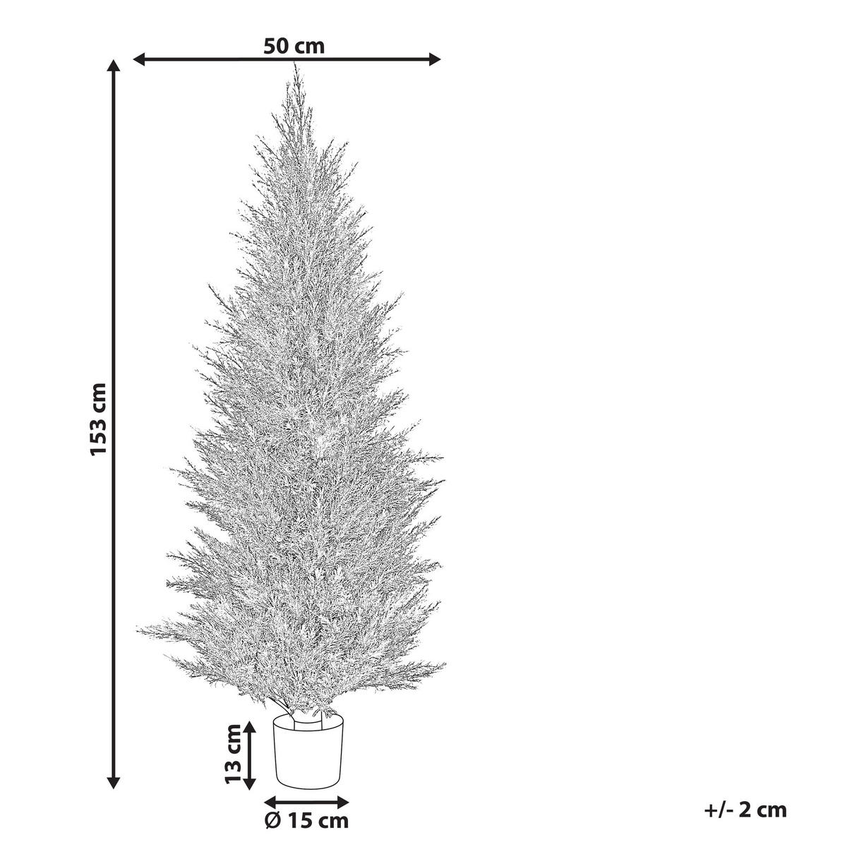 KUNSTPFLANZE im Blumentopf 153 cm Grün/Dunkler Holzfarbton Cedar Tree - Dunkelbraun/Grün, Kunststoff (153cm) - Beliani
