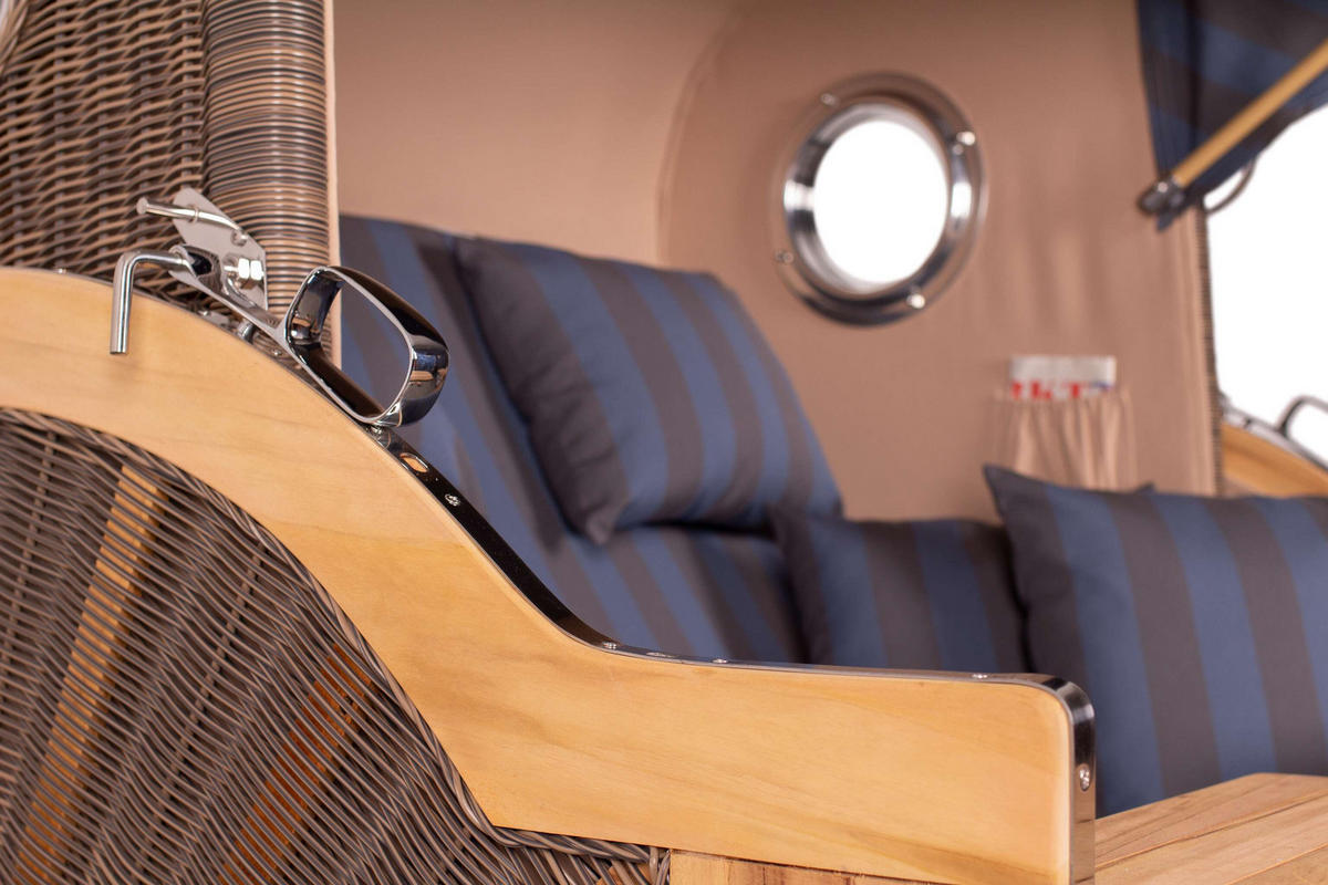 STRANDKORB Baltikum Teak 2,5 Sitzer - Braun/Grau, Holz/Metall (142/170/95cm) - Mr. Deko