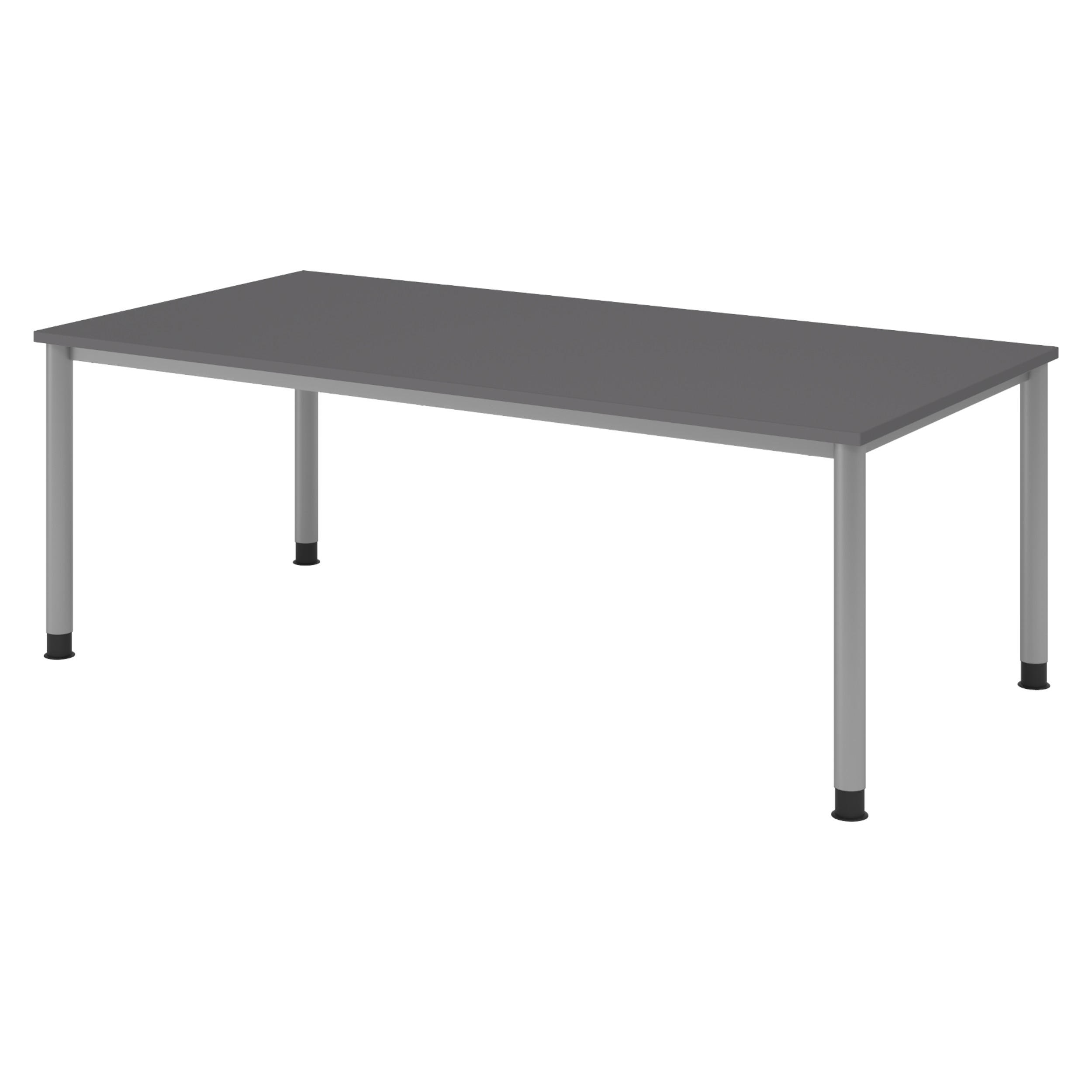 SCHREIBTISCH Serie-H Gestell: Silber 100/200/74 cm in Graphitfarben - Graphitfarben, Holzwerkstoff (100/200/74cm) - bümö