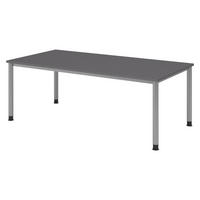 SCHREIBTISCH Serie-H Gestell: Silber 100/200/74 cm in Graphitfarben - Graphitfarben, Holzwerkstoff (100/200/74cm) - bümö