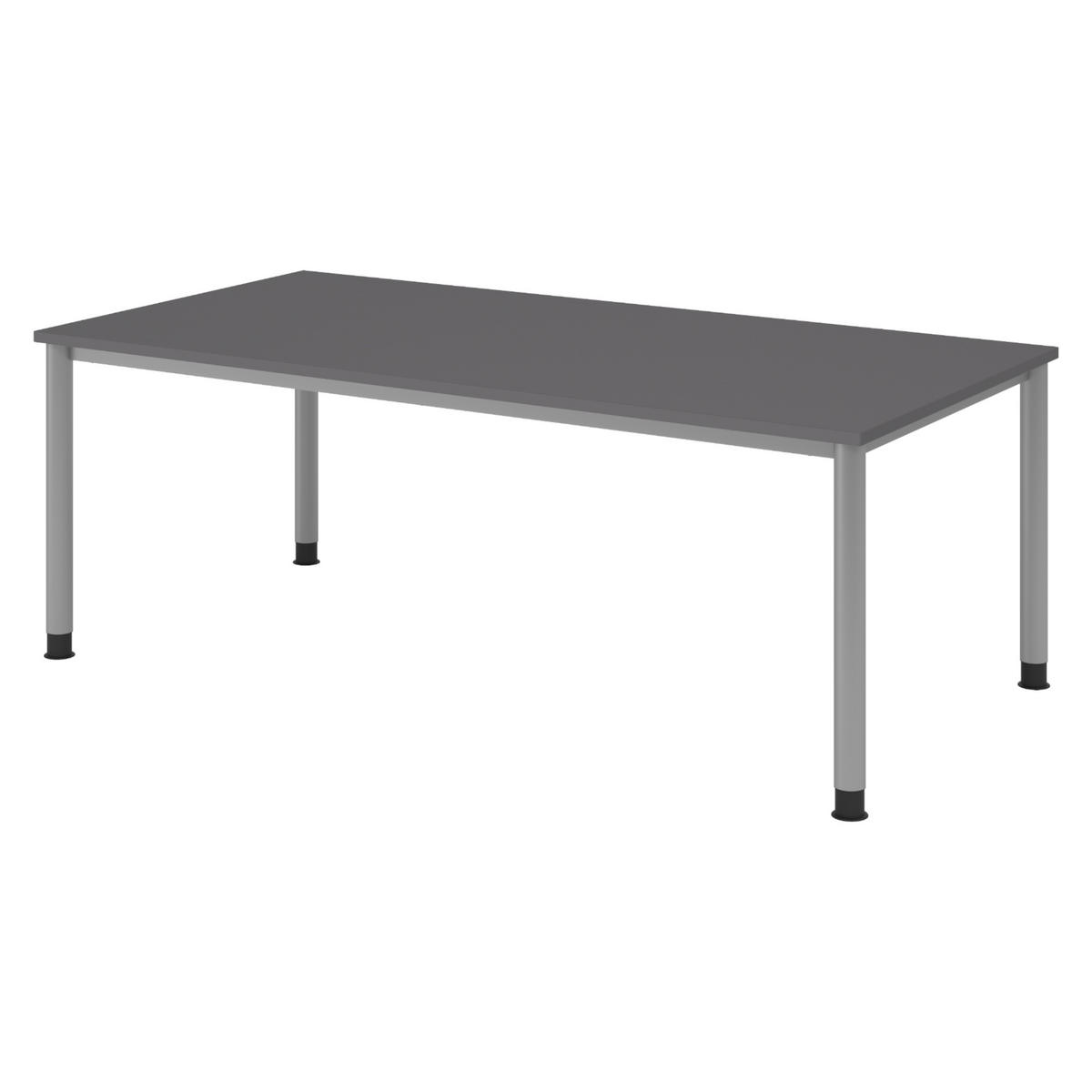 SCHREIBTISCH Serie-H Gestell: Silber 100/200/74 cm in Graphitfarben - Graphitfarben, Holzwerkstoff (100/200/74cm) - bümö