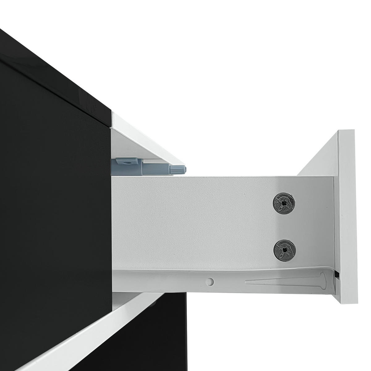 COUCHTISCH 100/48/40 cm schwarz-weiß mit 2 Schubladen und Hochglanz-Tischplatte - Schwarz, Holzwerkstoff (100/48/40cm) - OKWISH