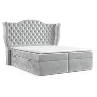 BOXBETT Royal Hellgrau 160/200 cm im Chenille-Stoff - Hellgrau/Schwarz, Holz/Holzwerkstoff (160/200cm) - Maison de Reve
